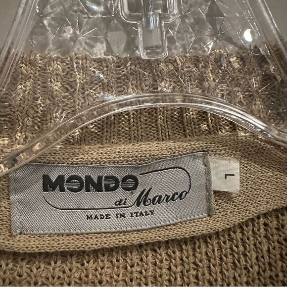 MONDO Vintage Sweater Mens Size Large Suede Knit Crew Italy - Picture 5 of 9